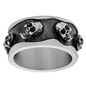 Yaffie ™ brings you a custom-made, fashion-forward ring with a badass skull detail, plated with sleek black ionic finish in durable stainless steel.