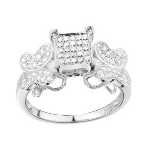 Sparkling Sterling Butterfly Engagement Ring with 1/3 ct of dazzling diamonds by Yaffie