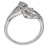 Diamond Promise Ring with Two Sterling Silver Stones by Yaffie - 1/5ct TDW