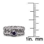 Yaffie™ Custom 2ct TDW Sterling Silver Diamond Bridal Ring Set, Interspersed with Black and White Sparkles