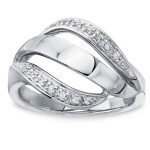 Ever One Yaffie Ribbon Ring with a Sparkling Sterling Silver Finish and Diamond Accents
