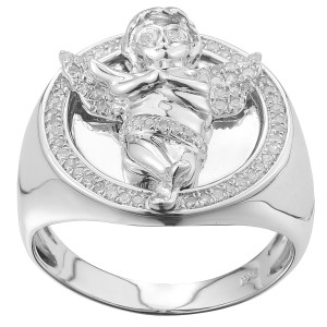 Silver Angelic Diamond Ring for Men by Yaffie - 1/3ct TDW