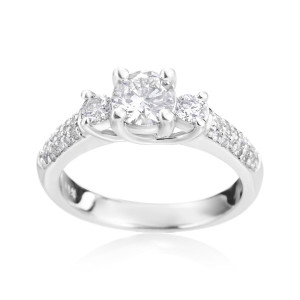 Radiant Yaffie Engagement Ring with White Gold and 1 1/6ct of Sparkling Diamonds