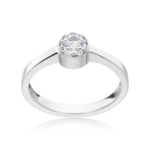 Radiant Yaffie WG 1/2ct Bezel Diamond Ring