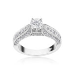 Antique-inspired Yaffie White Gold Ring with 1ct TDW Diamond for Engagement