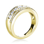 Golden Yaffie Ring: 1ct Diamond in 3 Rows for Your Wedding