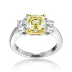 3.55ct TDW Yaffie Diamond Ring in White Gold & Platinum with Yellow & White Diamonds
