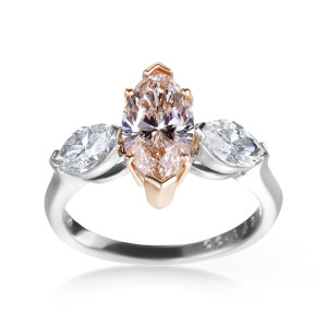 Yaffie Platinum, Rose Gold Yellow-Brown & White Diamond Engagement Ring (2.6ct) GIA Certified
