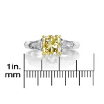 Certified Platinum Yaffie Diamond Engagement Ring with 2.48ct TDW, featuring Yellow and White Stones in a Stunning 3-Stone Design.