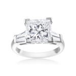 Princess-cut & Tapered Baguette Diamond Ring with 5 1/2ct TDW by Yaffie Platinum