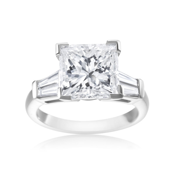 Princess-cut & Tapered Baguette Diamond Ring with 5 1/2ct TDW by Yaffie Platinum