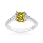 Princess-cut Yellow Diamond 3-stone Ring with 1 1/3ct TDW in Yaffie Platinum and Gold