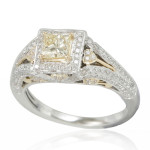 Stylish Two-Tone Gold Ring Embellished with Gorgeous Yellow Diamond by Yaffie