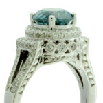 Bridal Engagement Ring with Yaffie Blue Diamond in Round-Cut White Gold