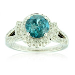 Sparkling Blue Diamond Bridal Ring in Yaffie White Gold