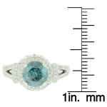 White Gold & Blue Diamond Bridal Engagement Ring