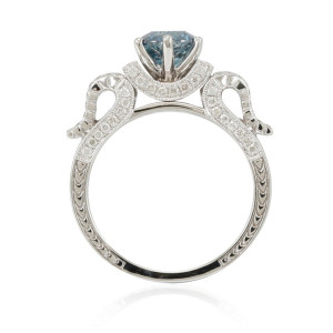 Sparkle in Blue and White - Yaffie White Gold Bridal Ring with 1 7/8 Carat Total Diamond Weight