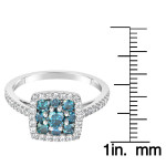 White Gold Blue and White Diamond Ring with 1ct Total Diamond Weight by Yaffie