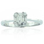 Sparkling Yaffie Clustered Diamond Solitaire Bridal Ring with 2/5ct TDW in White Gold
