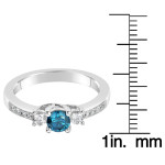 Blue and White Diamond Ring with .60ct TDW on a White Gold Band by Yaffie