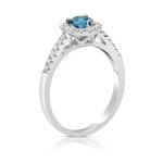 Blue and White Brilliance: Yaffie .78ct TDW White Gold Engagement Ring with a Pop of Color