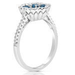 Dazzling Yaffie Ring with Blue & White Diamonds - .93ct White Gold Beauty!