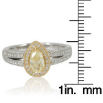 Halo Ring with 1.28ct Pear Cut Diamond in Yaffie Two-Tone Gold