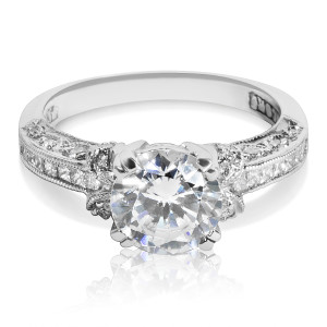 Yaffie Tacori Platinum CZ & Diamond Semi-mount Bridal Ring (1/3ct TDW)
