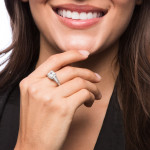 Platinum Engagement Ring with 7/8ct TDW Square-cut CZ at the Center by Yaffie Tacori.