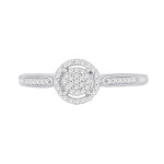 Sparkling Yaffie White Gold Engagement Ring with 1/10ct TDW Diamond Cluster