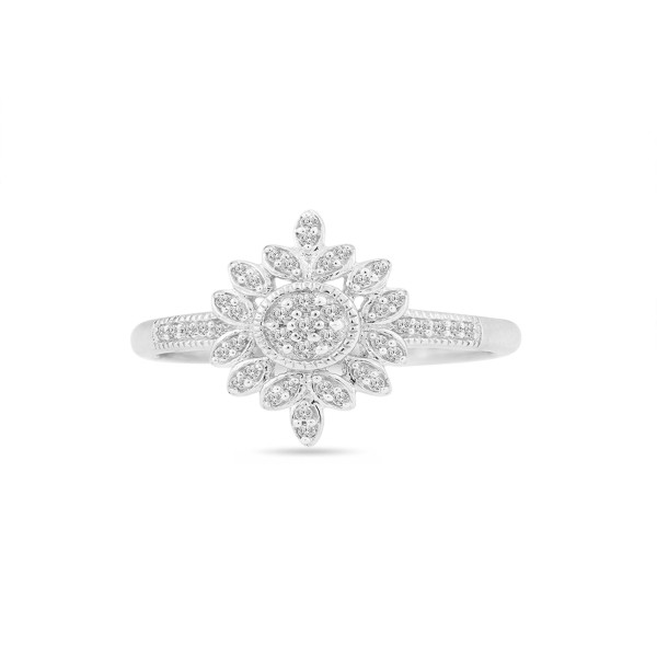 Dazzling Yaffie Flower Cluster Engagement Ring with White Gold and 1/10ct TDW Diamonds