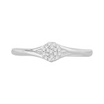 Sparkling Yaffie White Gold Diamond Promise Ring with Split-shank Cluster, 1/10ct TDW