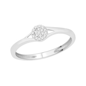 Sparkling Yaffie White Gold Diamond Promise Ring with Split-shank Cluster, 1/10ct TDW