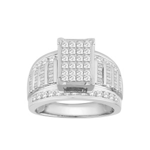 Wedding Engagement Ring: Yaffie White Gold 2ct TDW Diamond Cluster