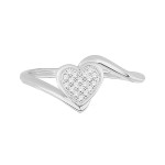 Enchanting Heart Cluster Ring: Yaffie White Gold with Sparkling Diamonds