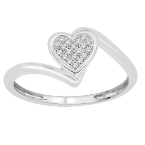 Enchanting Heart Cluster Ring: Yaffie White Gold with Sparkling Diamonds