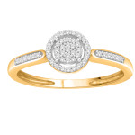 Sparkling Yaffie Gold Diamond Cluster Engagement Ring - 1/10ct TDW.