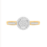 Sparkling Yaffie Gold Diamond Cluster Engagement Ring - 1/10ct TDW.