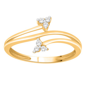 Sparkling Bypass Engagement Ring with Natural Round-cut Diamonds - Yaffie Gold