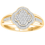 Sparkling 1/10ct TDW Diamond Clover Cluster Ring by Yaffie Gold
