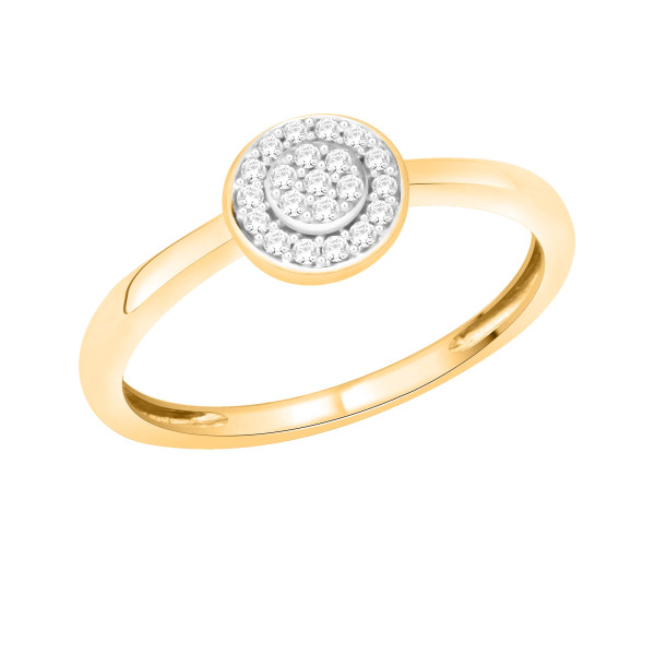 Shimmering Yaffie Ring with Diamond Cluster on Silver and Gold
