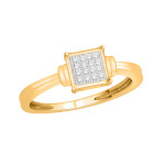 Gold over Silver Diamond Accent Cluster Engagement Ring - Custom Made By Yaffie™
