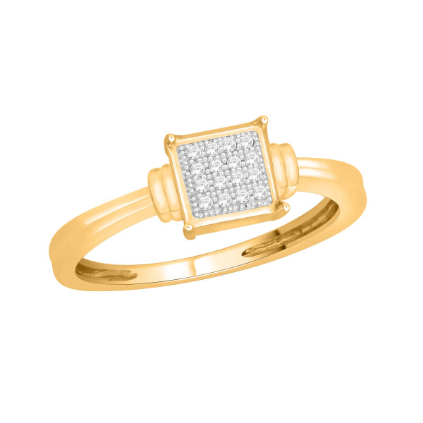 Gold and Silver Yaffie Engagement Ring with Dazzling Diamond Cluster Accents