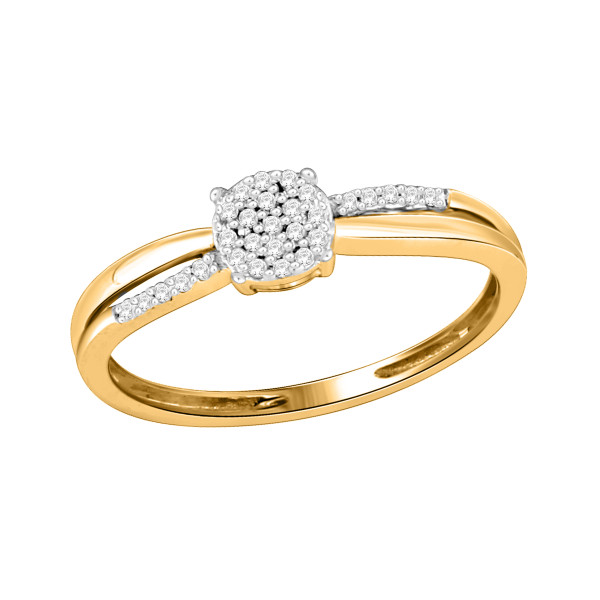 Glimmering Yaffie Engagement Ring with Diamond Accent Cluster in Gold and Silver