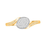 Glimmering Yaffie Engagement Ring with Diamond Accent Cluster in Gold and Silver