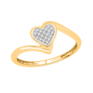 Gold and Silver Heart Engagement Ring with Diamond Accents by Yaffie
