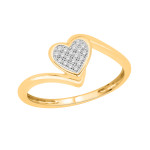 Gold and Silver Heart Engagement Ring with Diamond Accents by Yaffie
