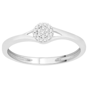 Yaffie Sparkling Sterling Silver Diamond Ring with a Stunning Split-shank Cluster
