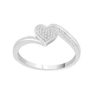Yaffie Heartfelt Sterling Silver Engagement Ring with Sparkling Round-cut Diamonds