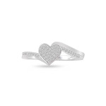 Yaffie Heartfelt Sterling Silver Engagement Ring with Sparkling Round-cut Diamonds